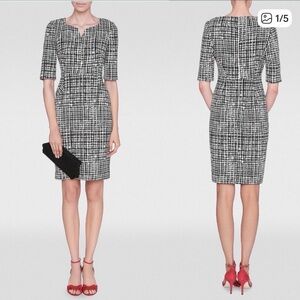 NWT LK Bennett DR Volsie Black And White Knee Length Dress- Size 8